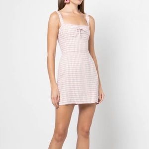 Reformation pink checker linen mini dress